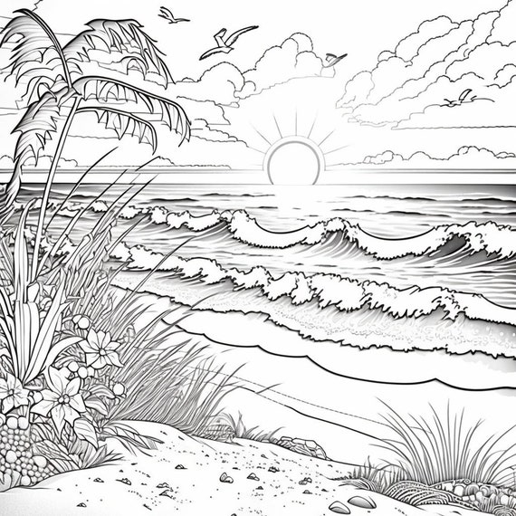 10 Beach Aesthetic Printable Coloring Pages KoloringPages