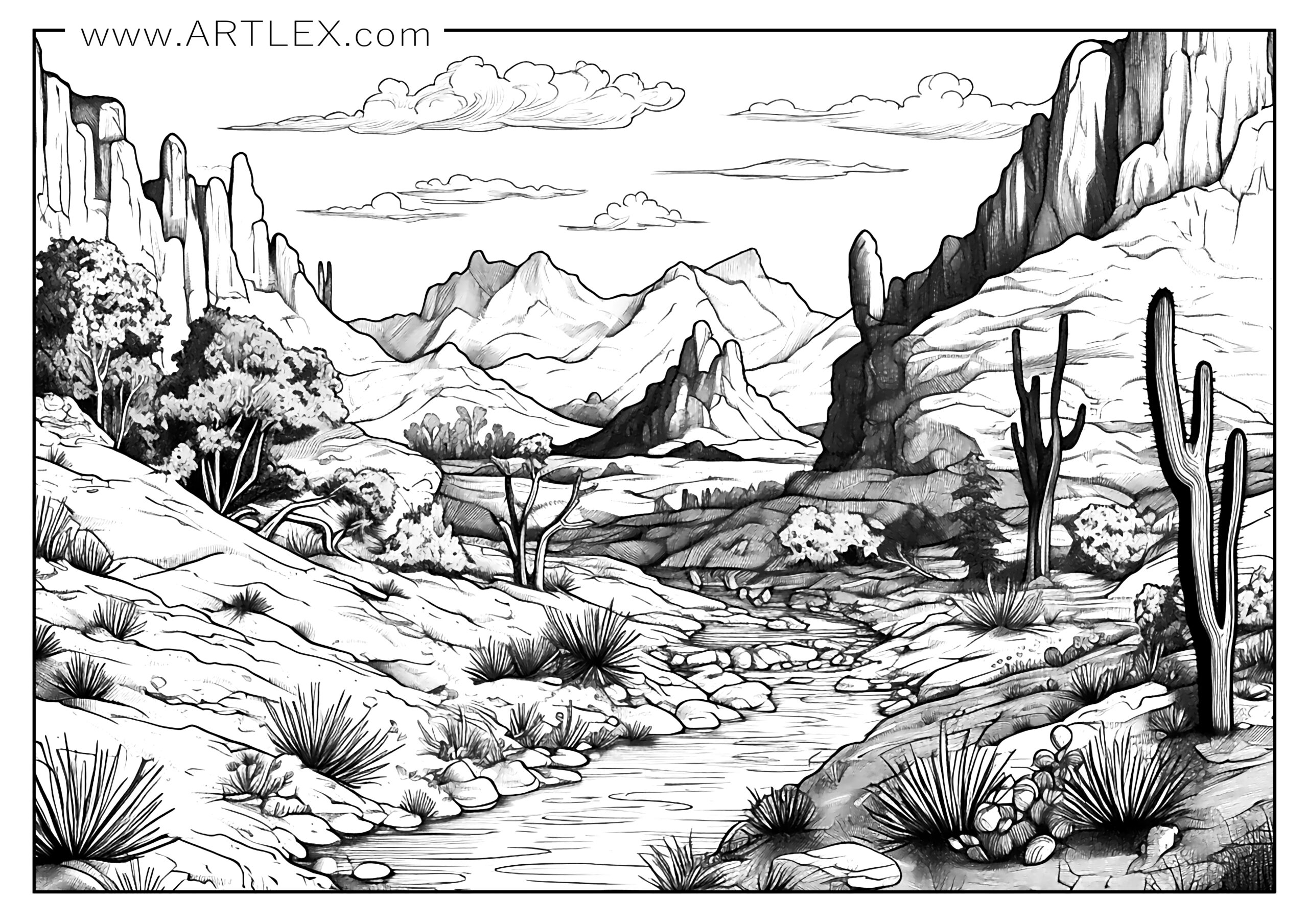 10 Mini Landscape Coloring Pages Printable For Adults