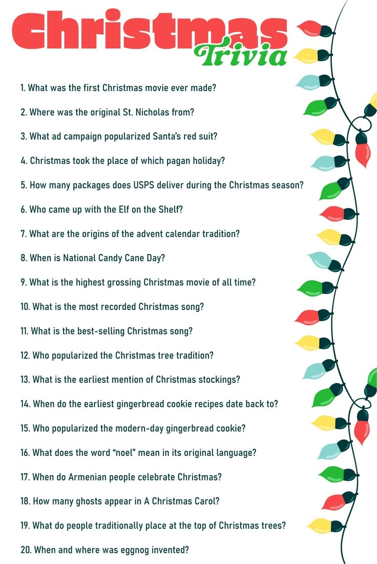 15 Best Free Printable Christmas Trivia Questions PDF