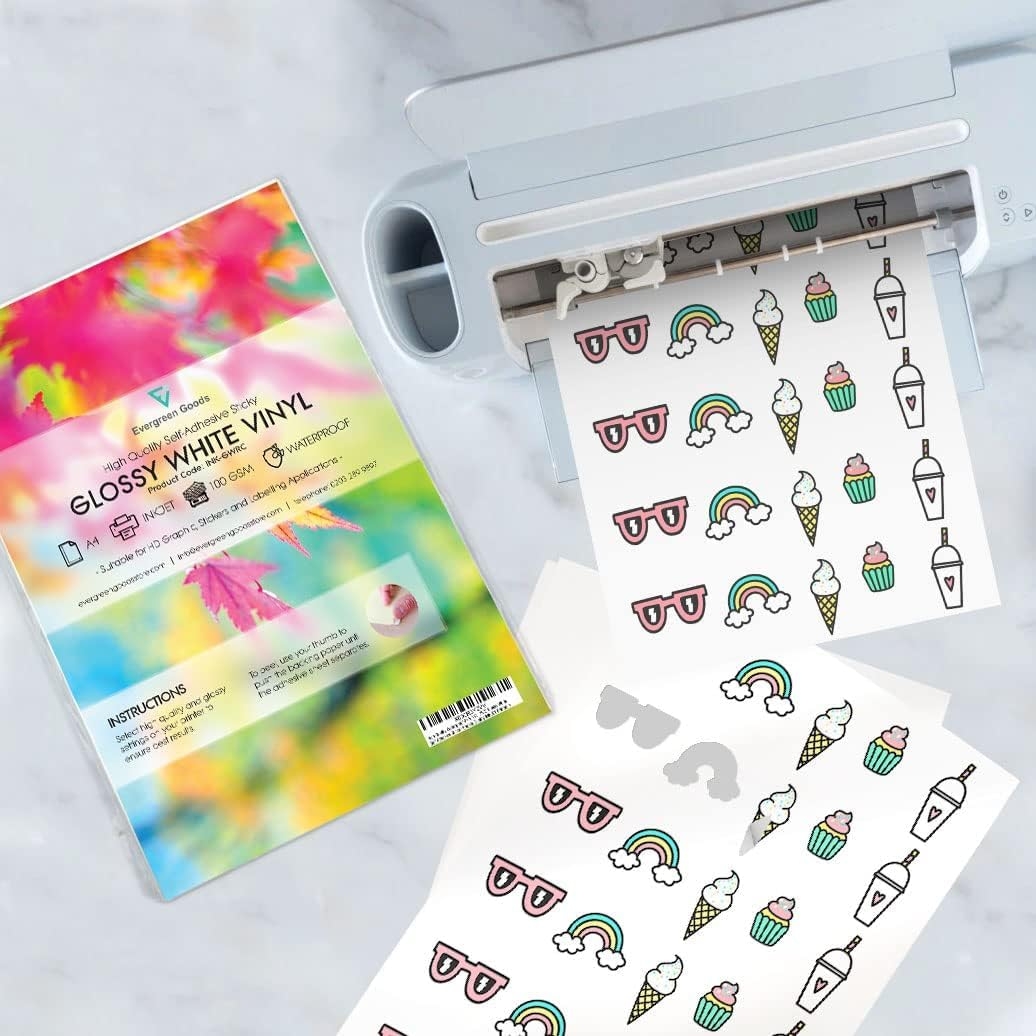 20 Sheets Punching Plotting Machine Stickers Vinyl A4 Waterproof 