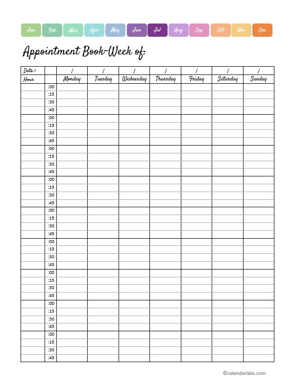 2023 Weekly Appointment Calendar Printable Free Printable Tem