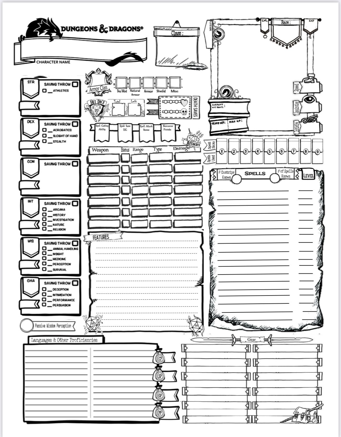 2024 Character Sheet Dnd Printable Flora Jewelle