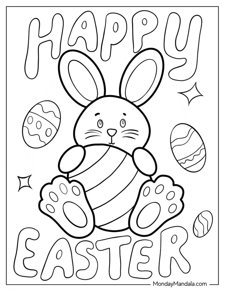 34 Easter Bunny Coloring Pages Free PDF Printables Easter Coloring 