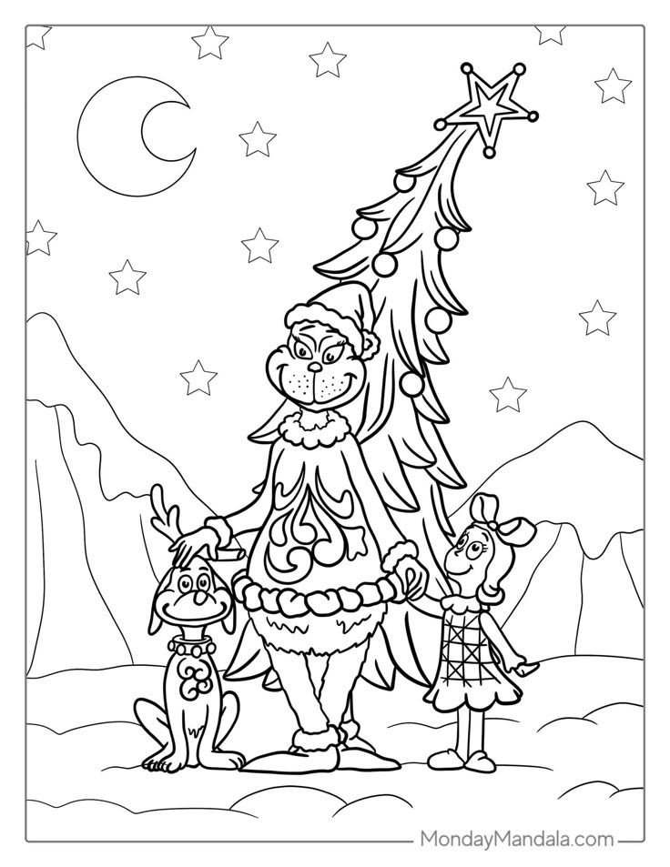 38 Grinch Coloring Pages Free PDF Printables Christmas Coloring