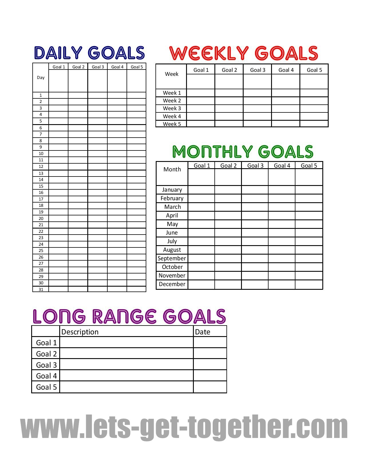 5 Best Images Of Printable Goal Sheets Free Printable Goal Setting 