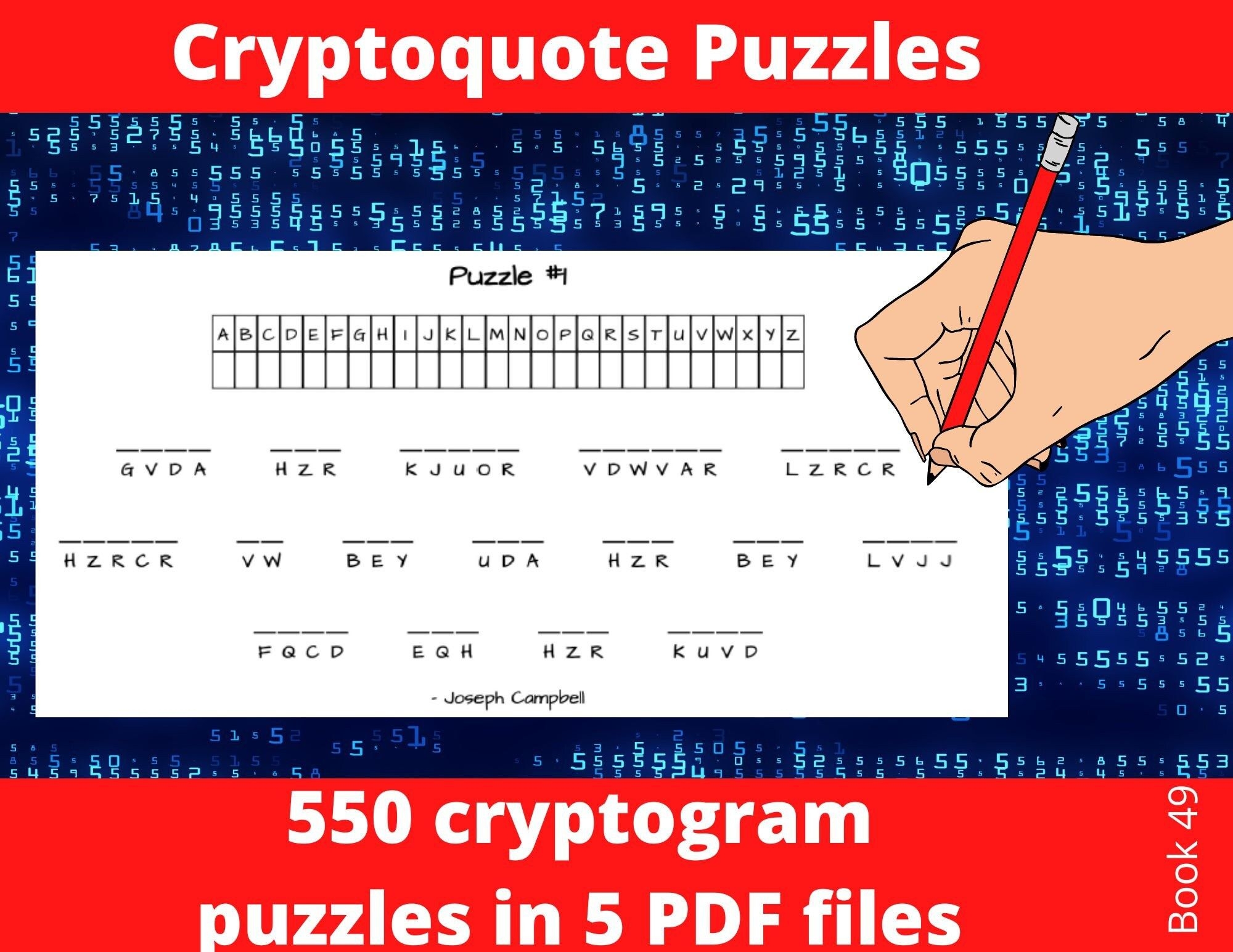 550 Cryptoquote Puzzles In Printable PDFs Adult Activiy Book With 