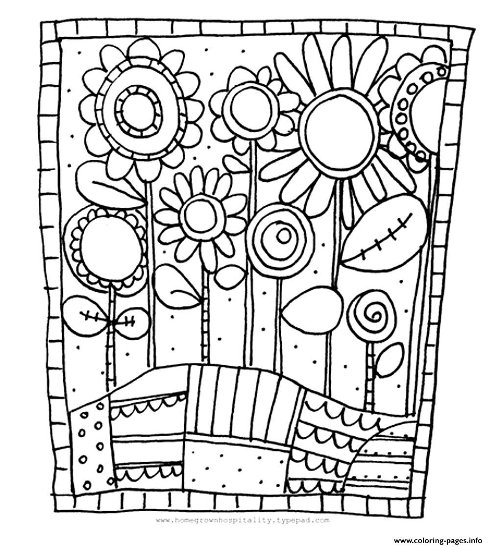 Adult Adult Simple Flowers Coloring Page Printable