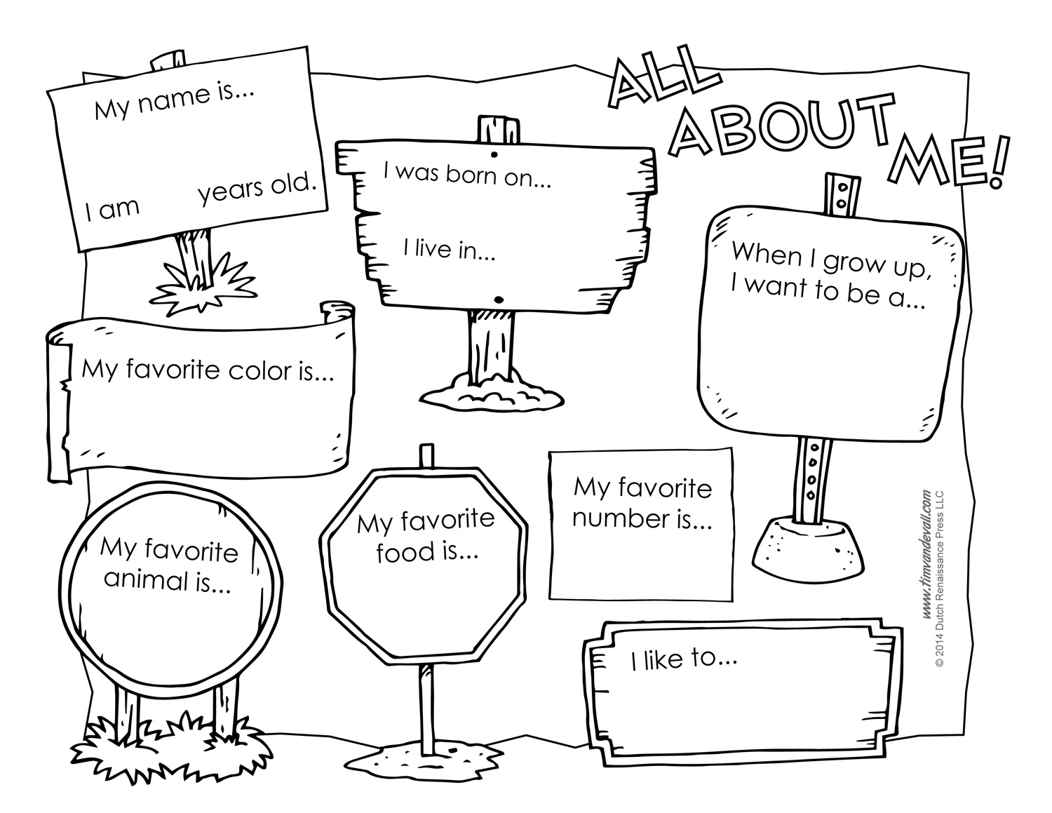 All About Me Printable Sheets