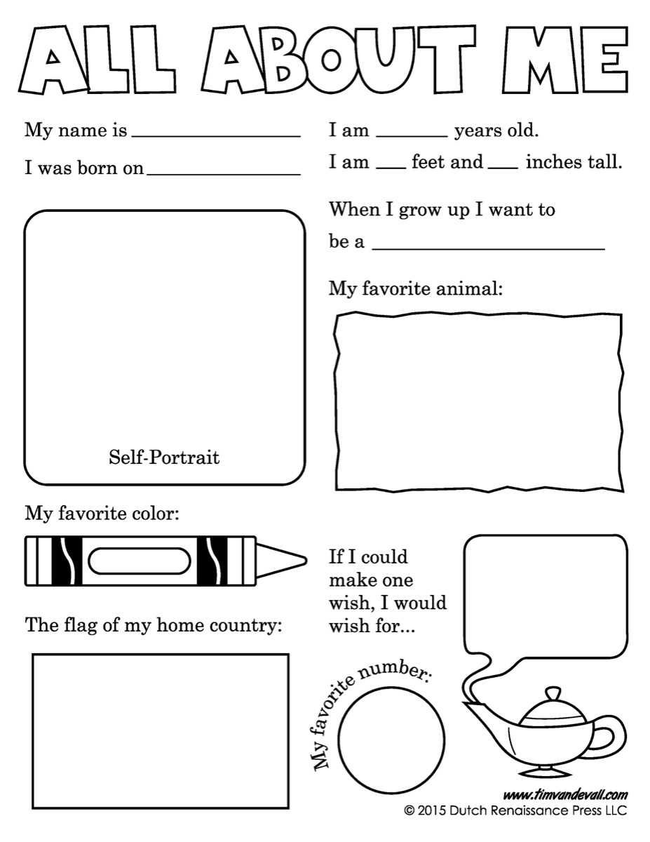 All About Me Printable Sheets