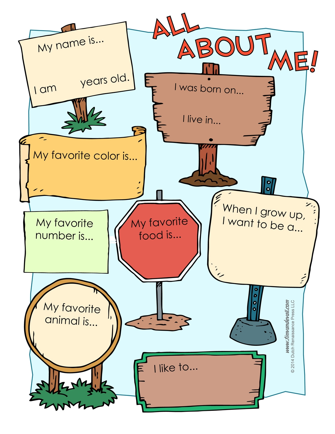 All About Me Printable Sheets