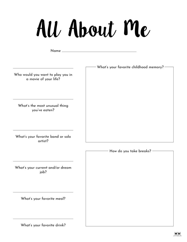 All About Me Worksheet For Adults Photos And Vectors
