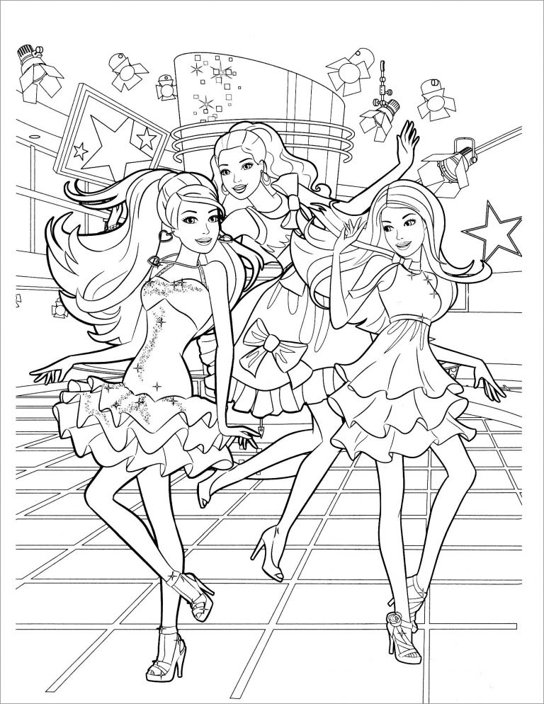 Barbie Party Coloring Page ColoringBay