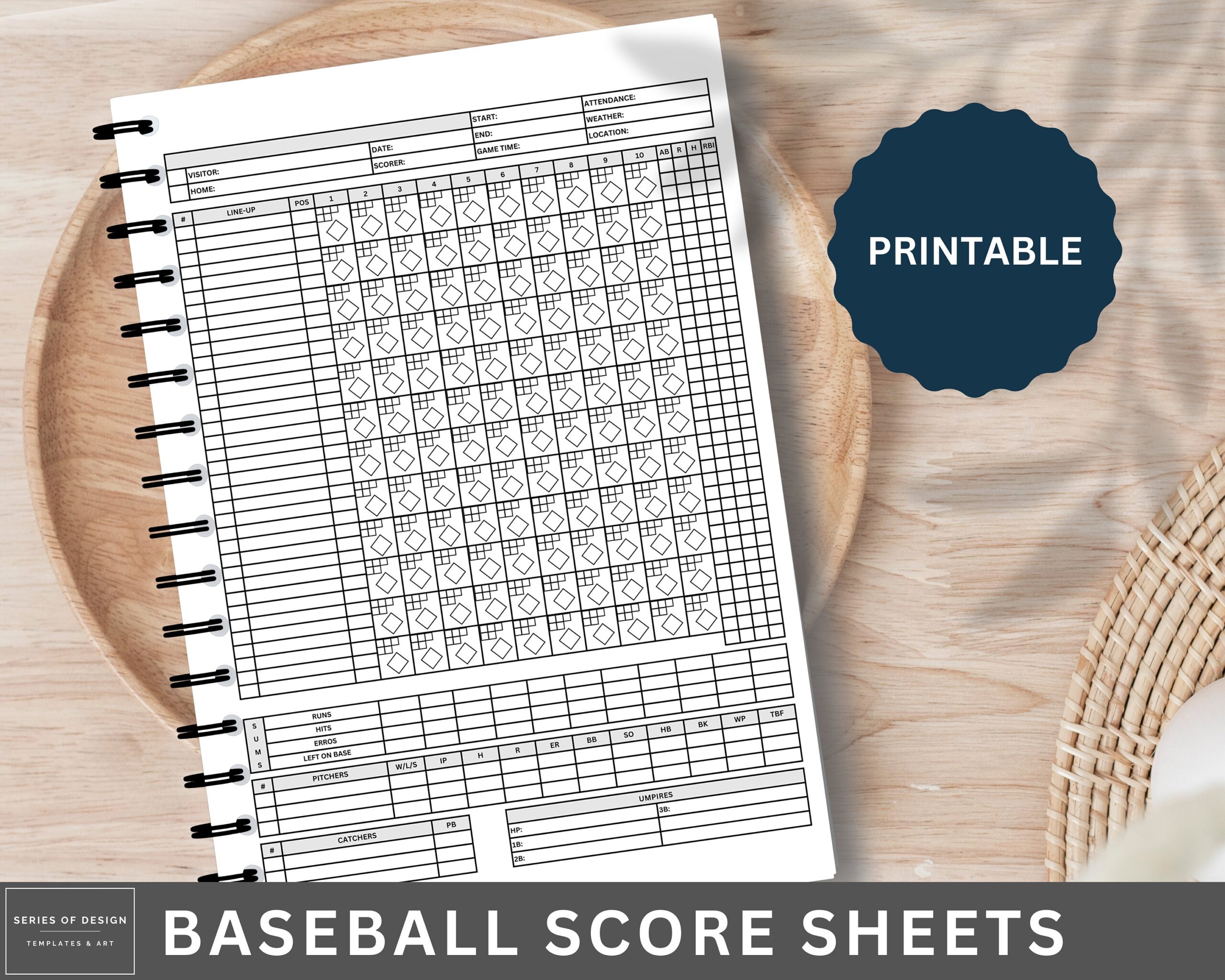 Baseball Scorebook Sheets Keep Track Of Every Play Printable PDF Etsy