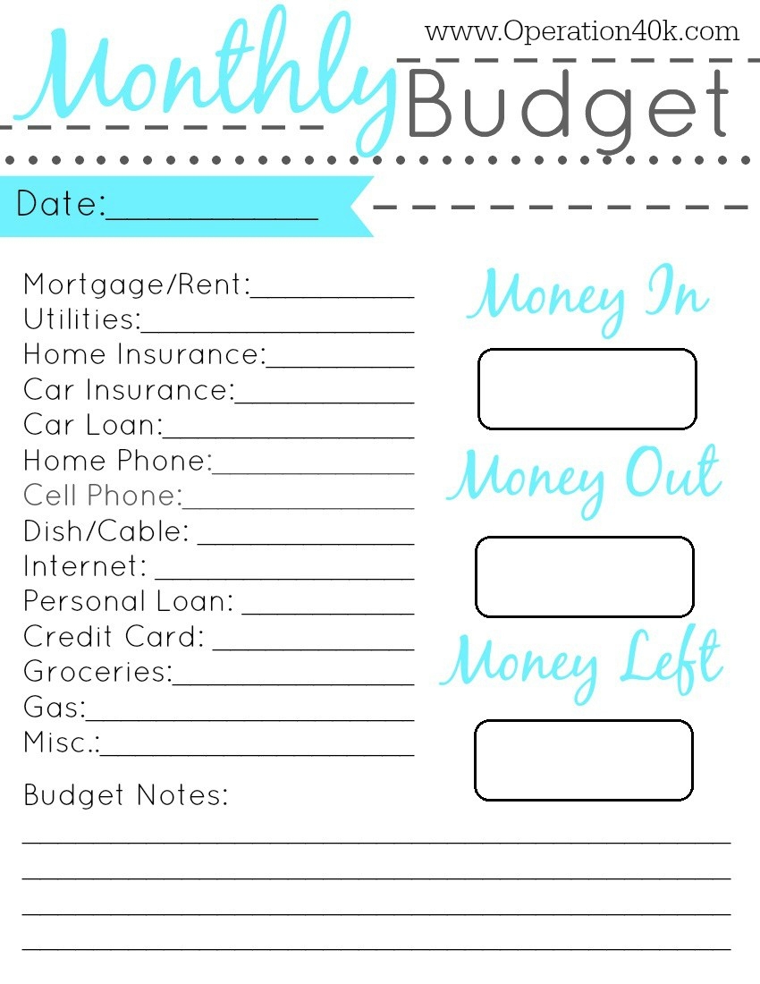 Basic Budget Sheet Printable Downloadsptu Basic Budget Sheet Printable Downloadsptu