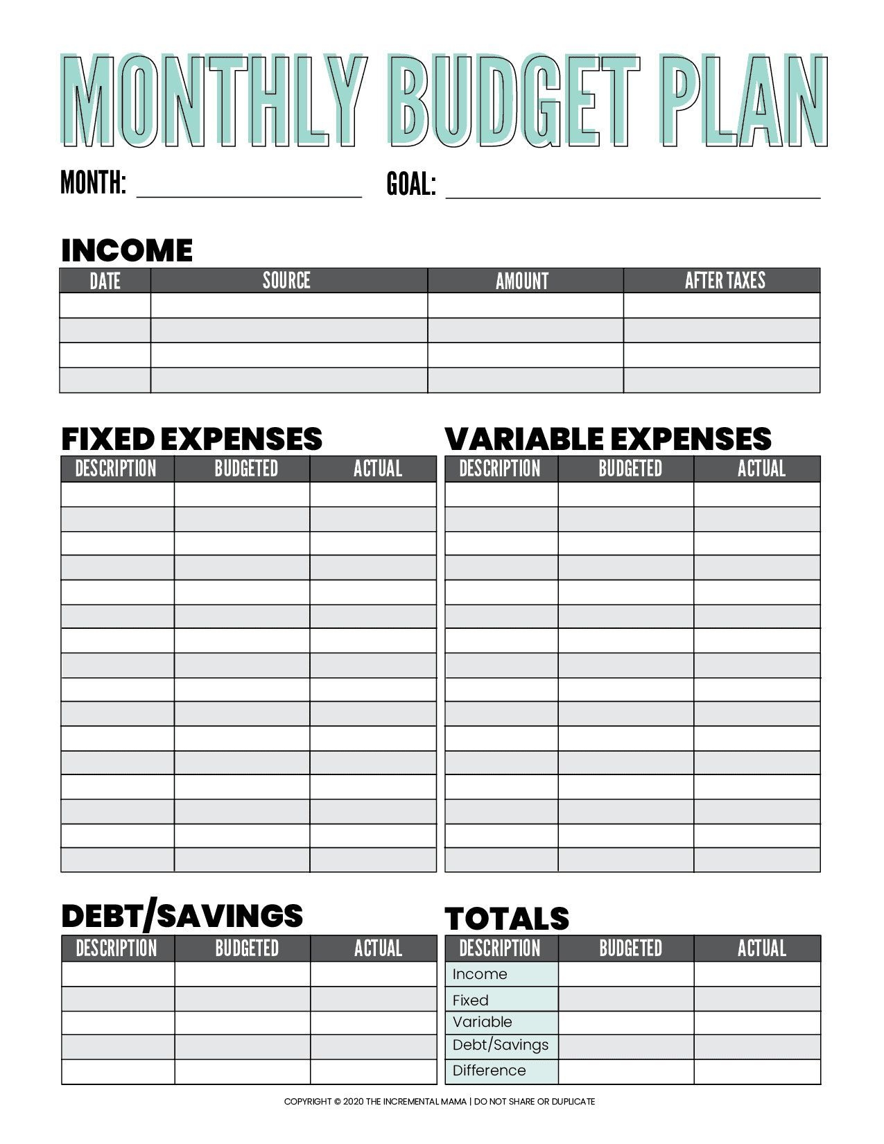 Blank Budget Clandarpdf Printable William I Perez