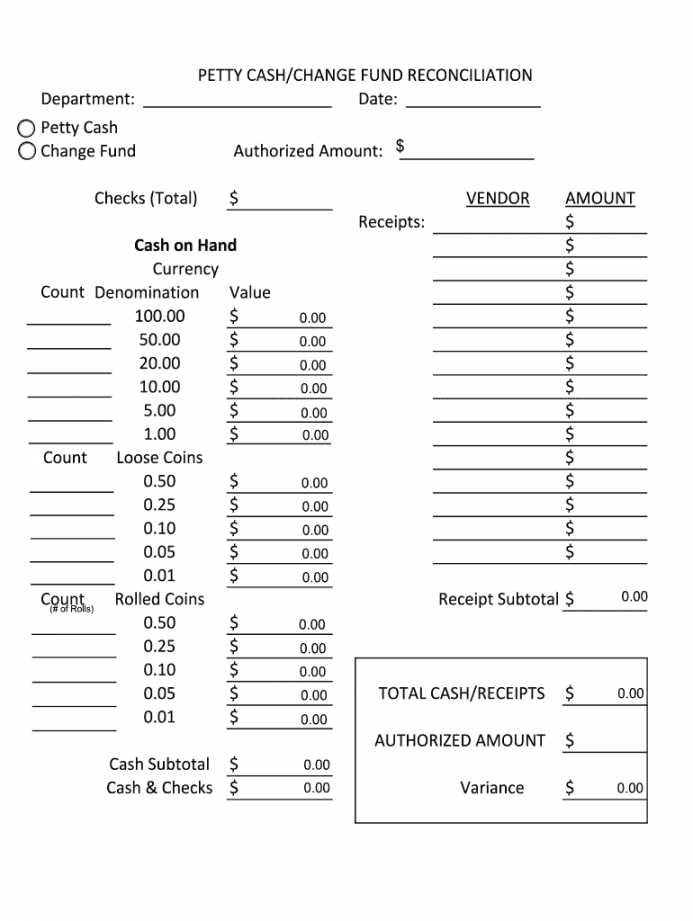 Blank Free Printable Cash Drawer Count Sheet FREE Printable HQ