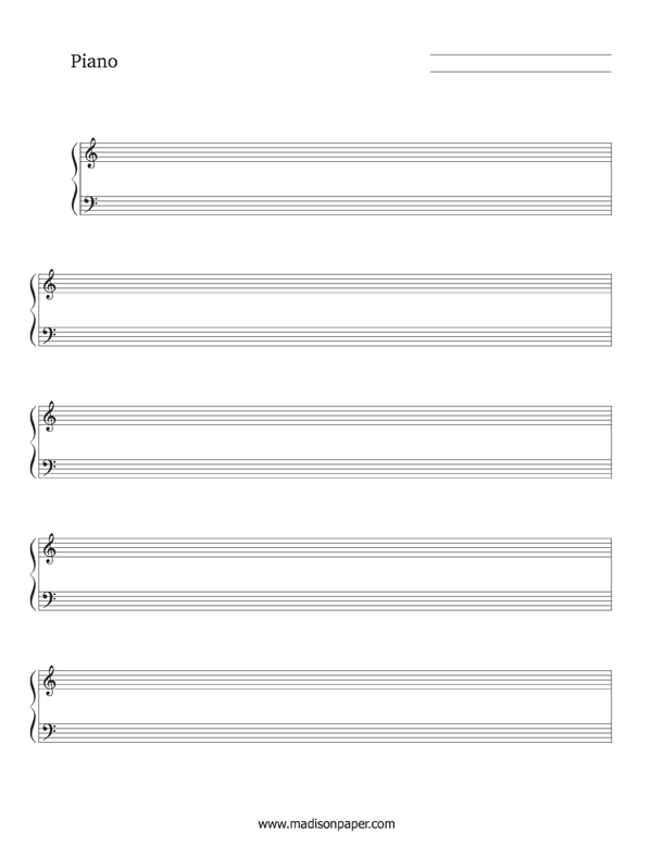 Blank Piano Sheet Music Madison 39 s Paper Templates