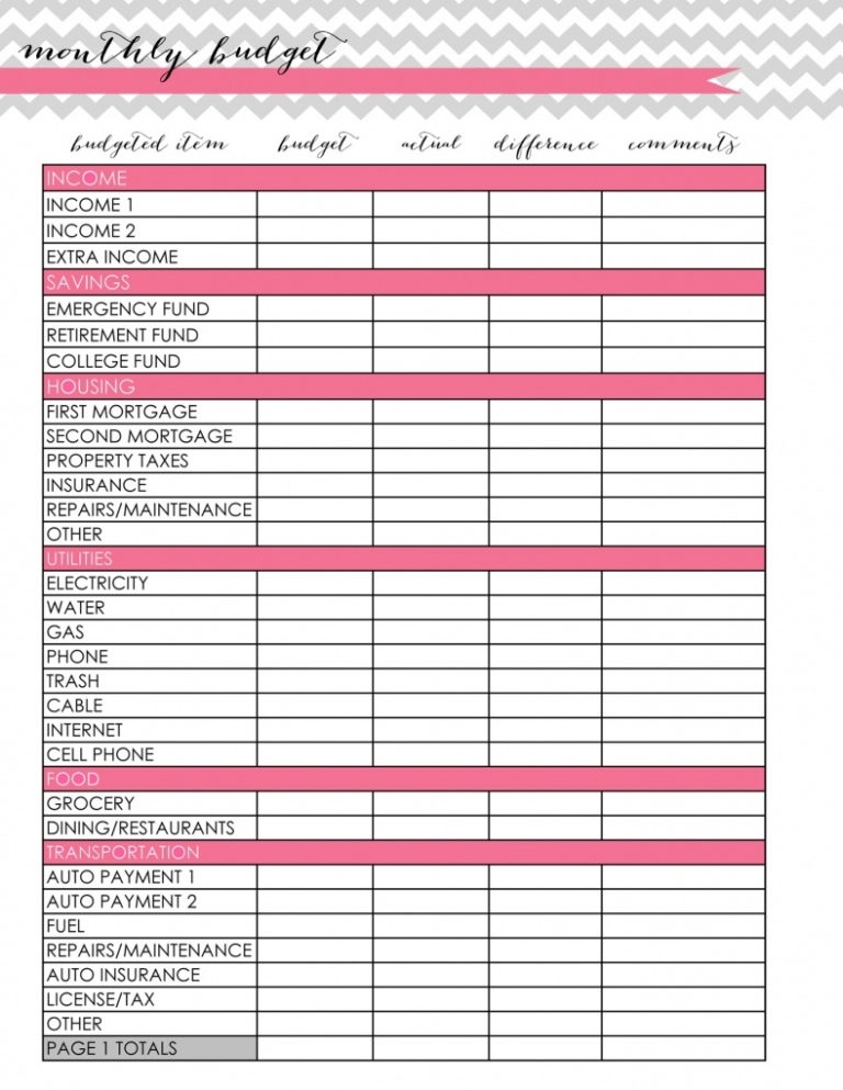 Budgeting Charts Free Printable Free Printable Budget Sheets FREE