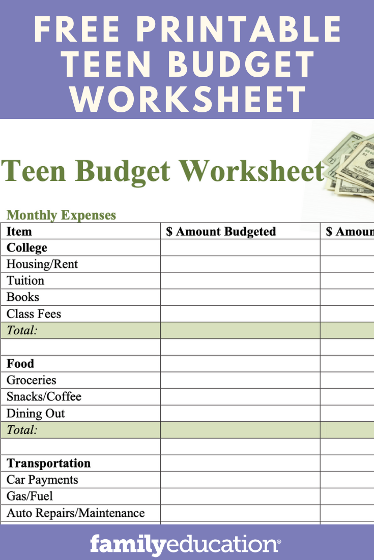 Budgeting Worksheets For Teens Budget Sheets FREE Printable