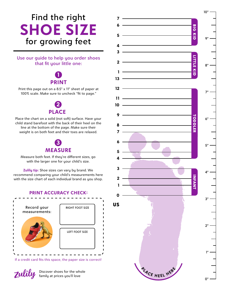 Child Shoe Size Chart Download Printable PDF Templateroller