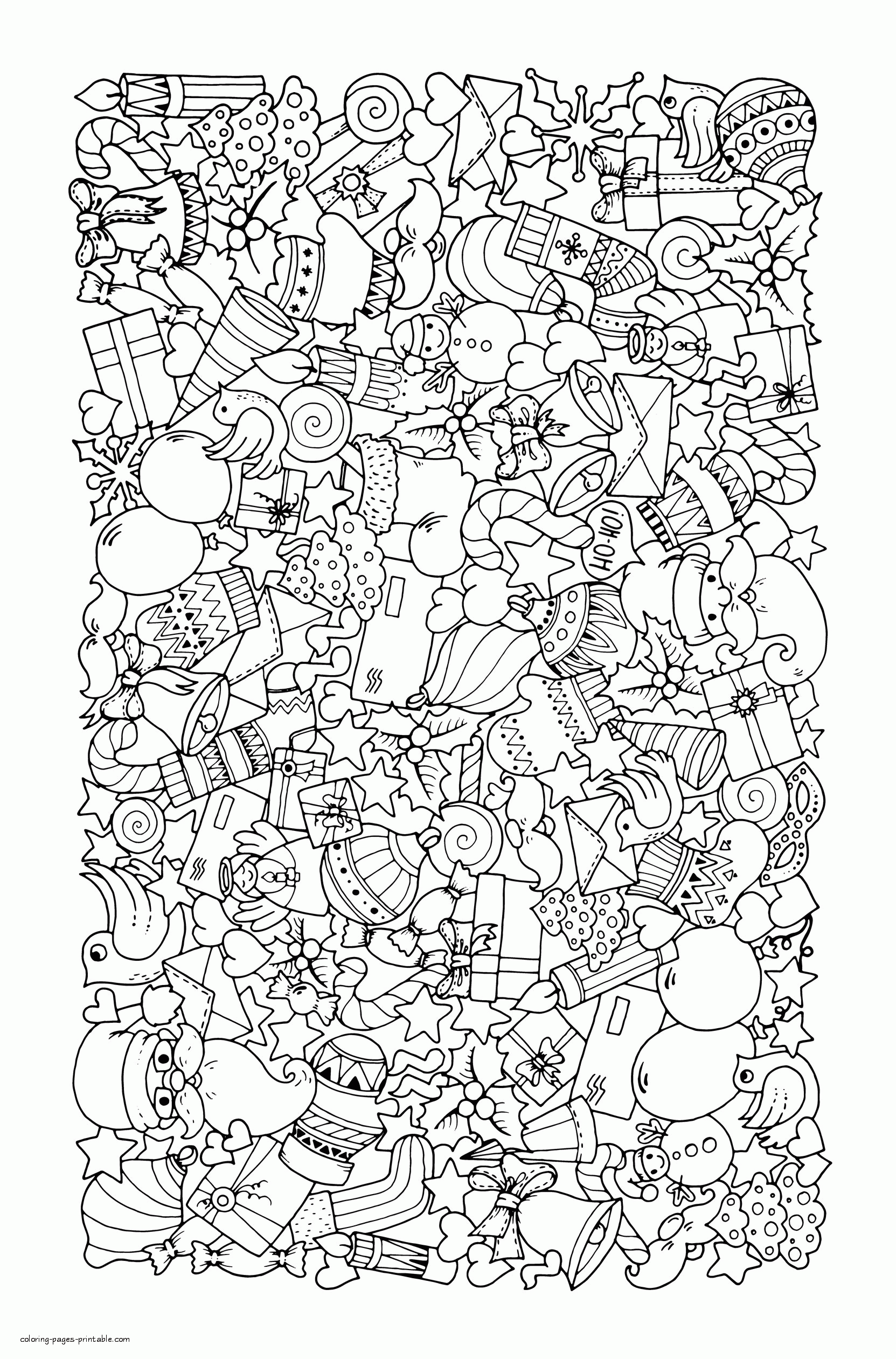 Christmas Doodle Coloring Sheet For Adults COLORING PAGES PRINTABLE COM