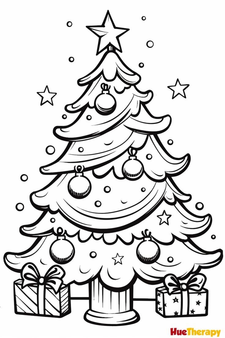 Christmas Tree To Color Printable Printable New Year Banners