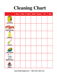 Cleaning Chore Chart For Adults