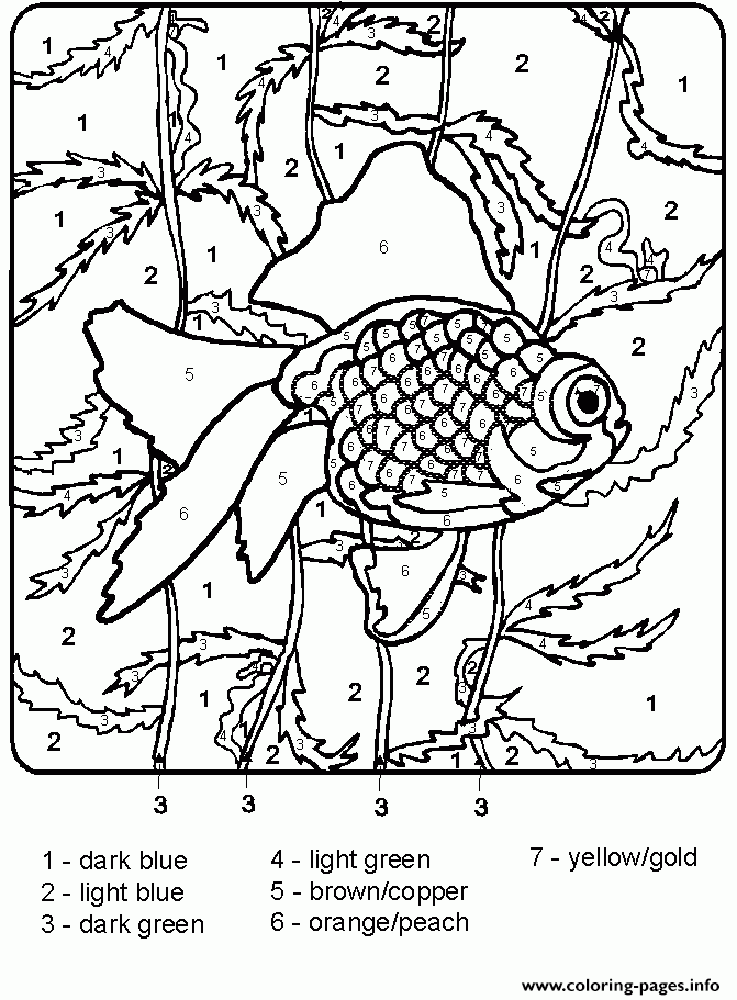 Color By Number Fish For Adults Coloring Page Printable