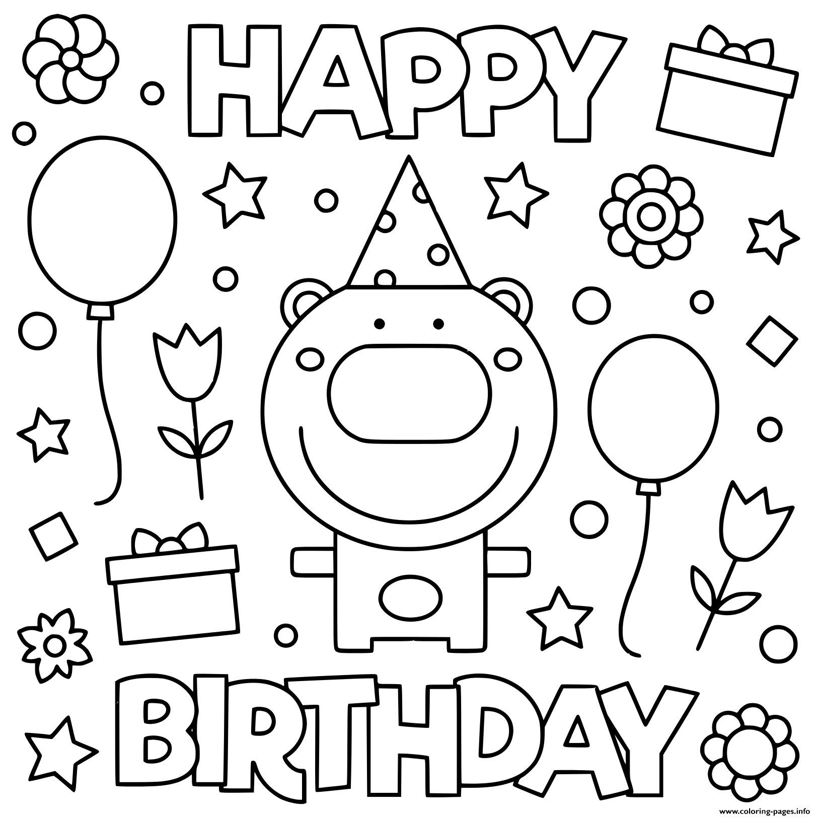 Coloring Happy Birthday Printable