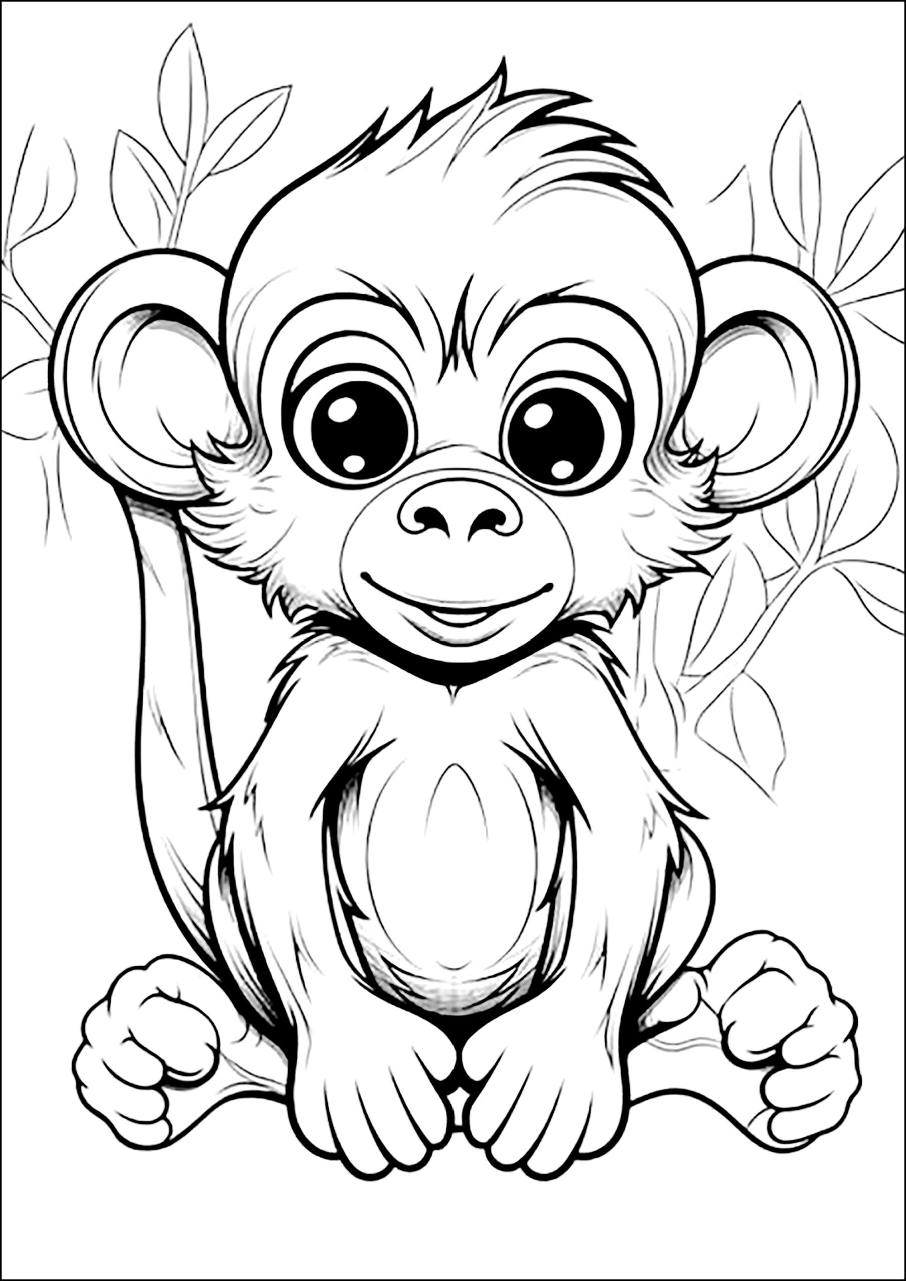 Coloring Monkey Printable Photos And Vectors