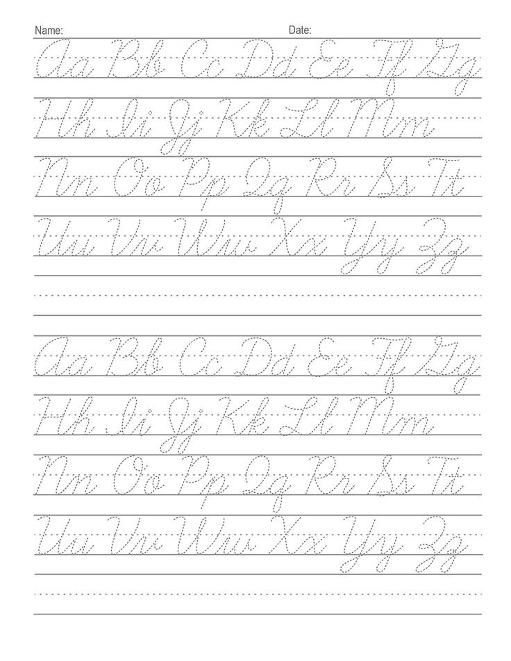 Cursive Handwriting Practice Letter A Through Z Uppercase Lowercase 3