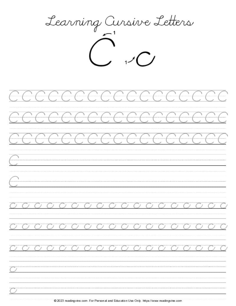 Cursive Writing Practice Sheets PDF ReadingVine