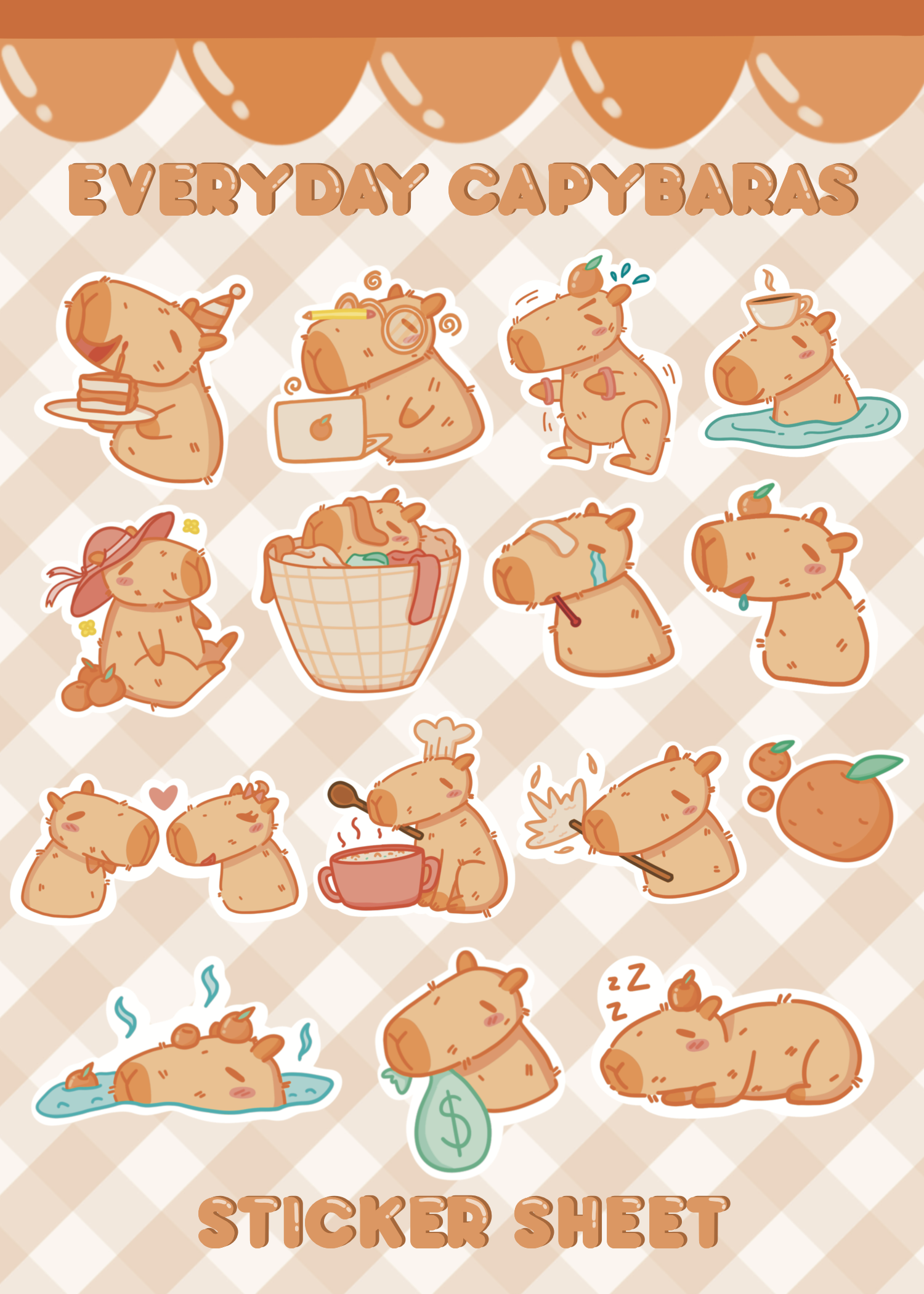 Cute Capybara Printable Sticker Sheet