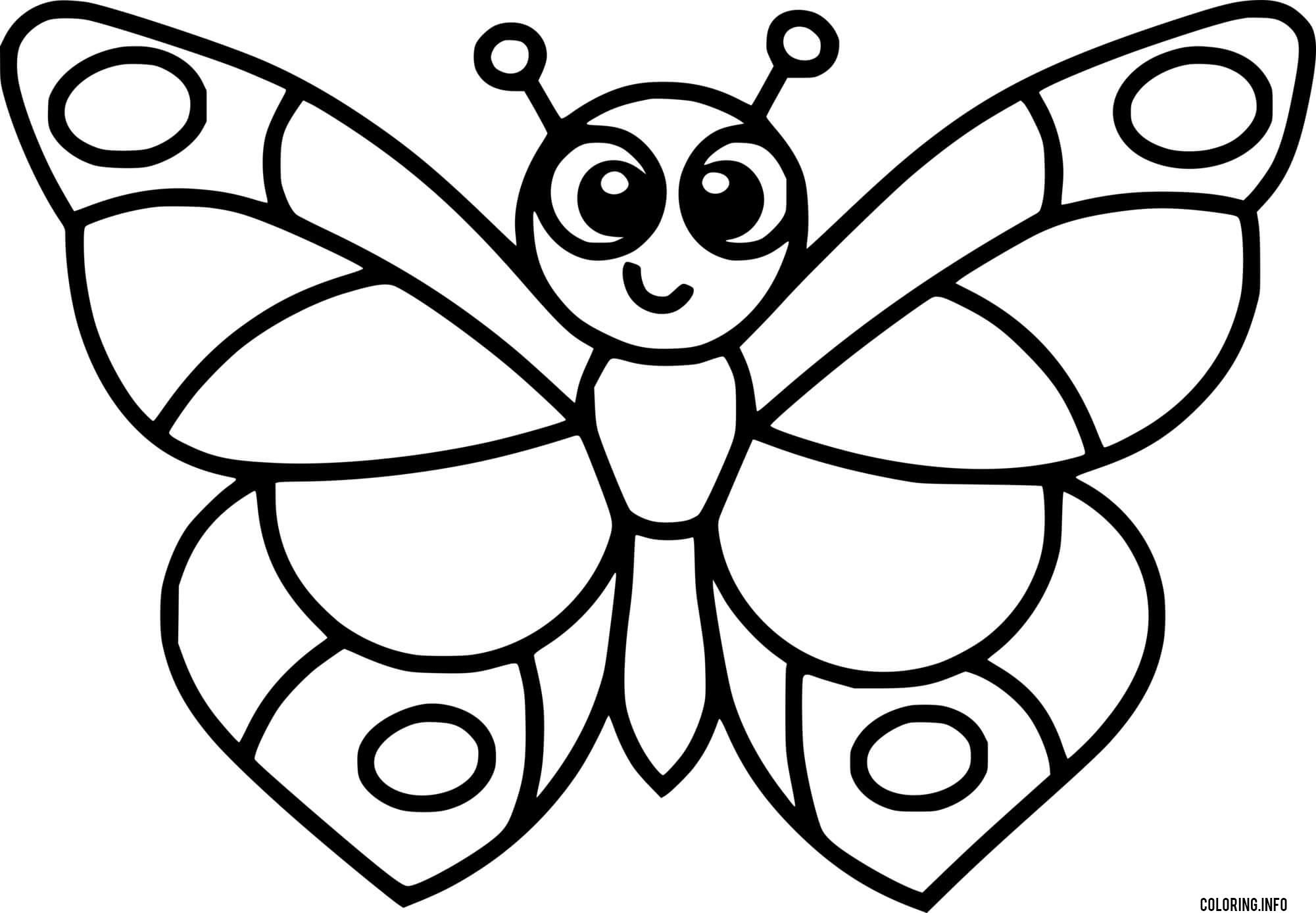Cute Cartoon Butterfly Coloring Page Printable