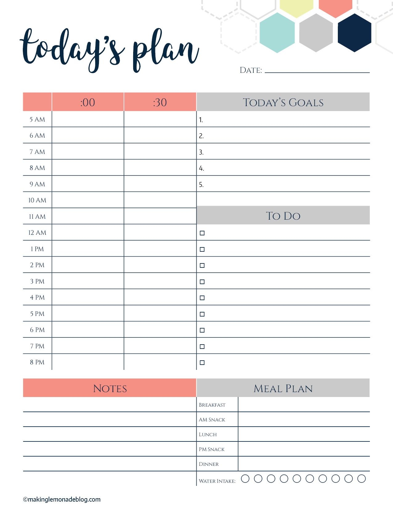 Daily Planner Sheets Free Printable Betty K Cole
