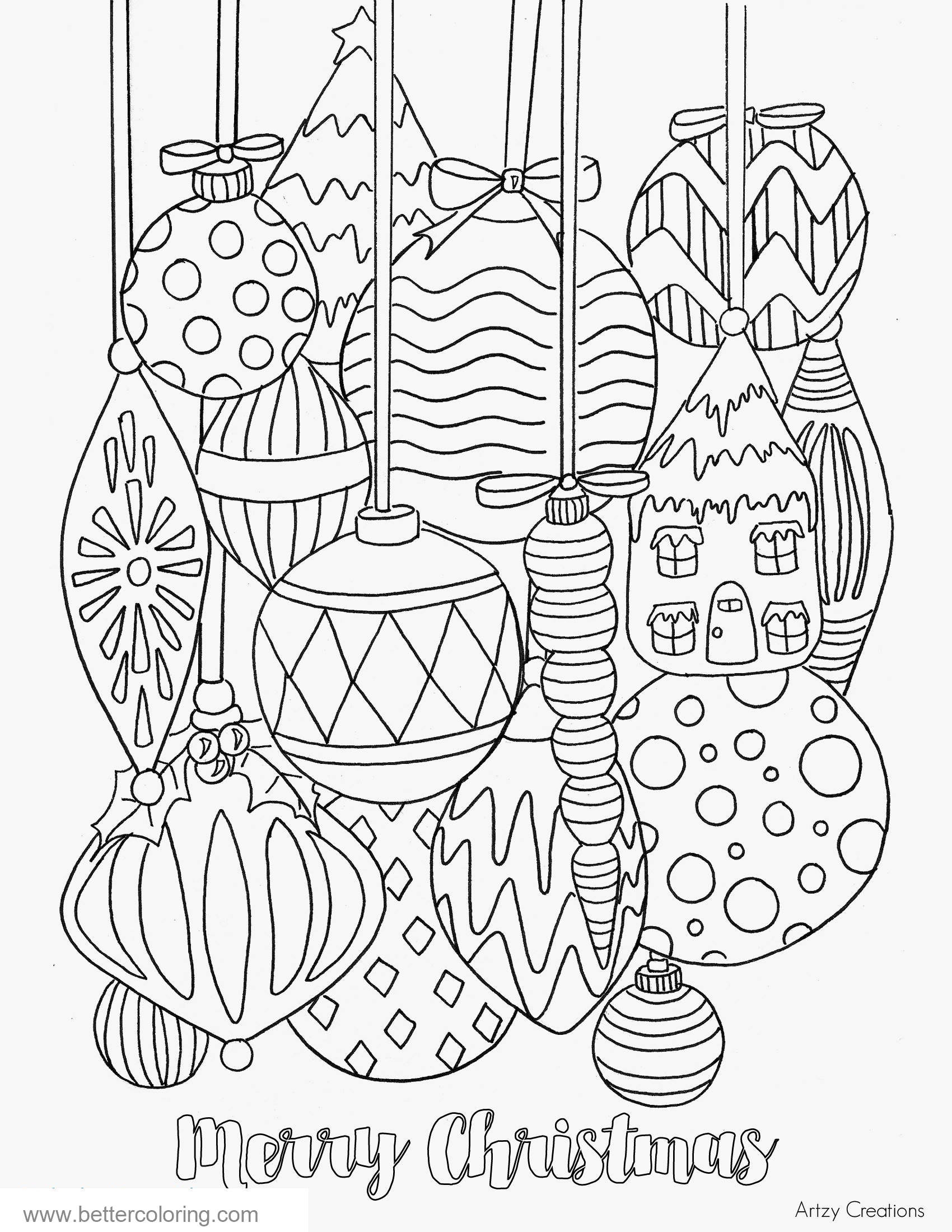 Detailed Christmas Decorations Coloring Pages Free Printable Coloring 