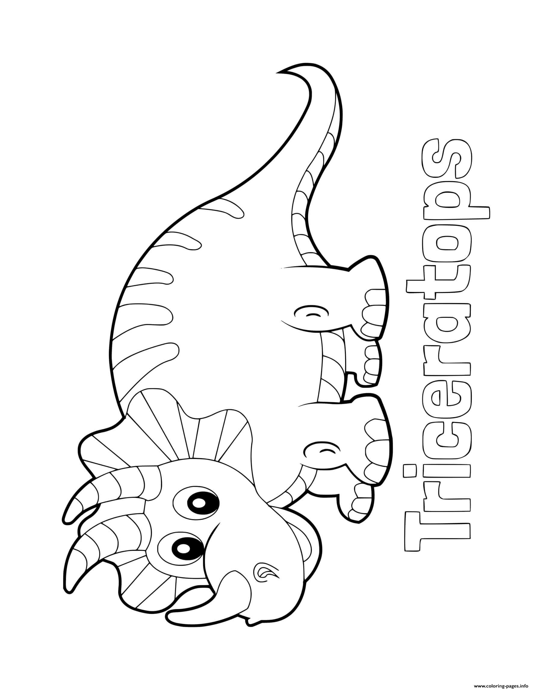 Dinosaur Easy Triceratops For Preschoolers Coloring Page Printable