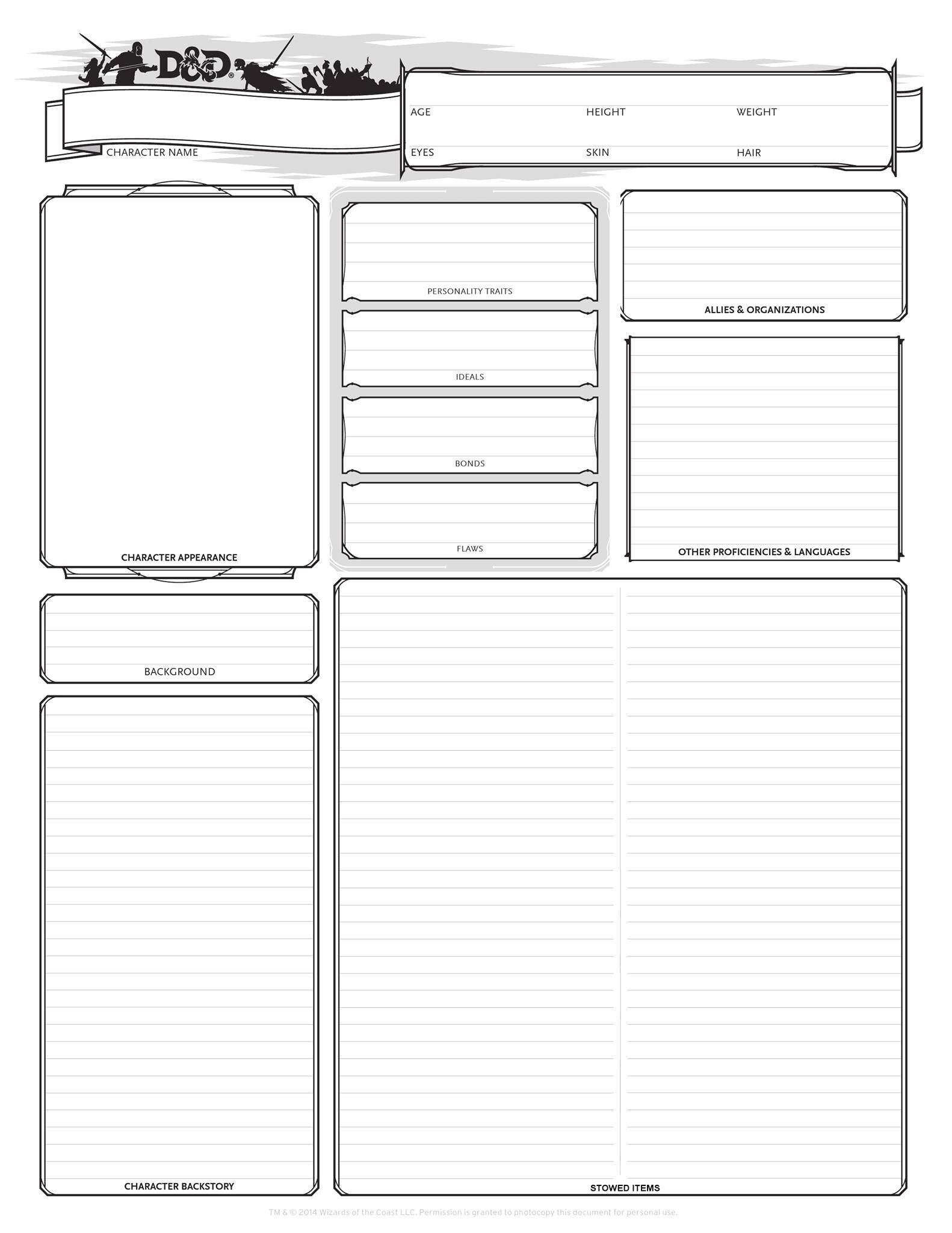 Dnd Character Sheets Printable