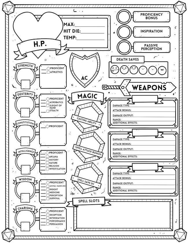 Dnd Printable Character Sheets