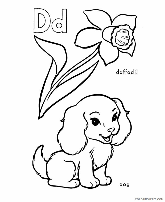 Dogs Coloring Pages Animal Printable Sheets D Is For Daffodil And Dog 