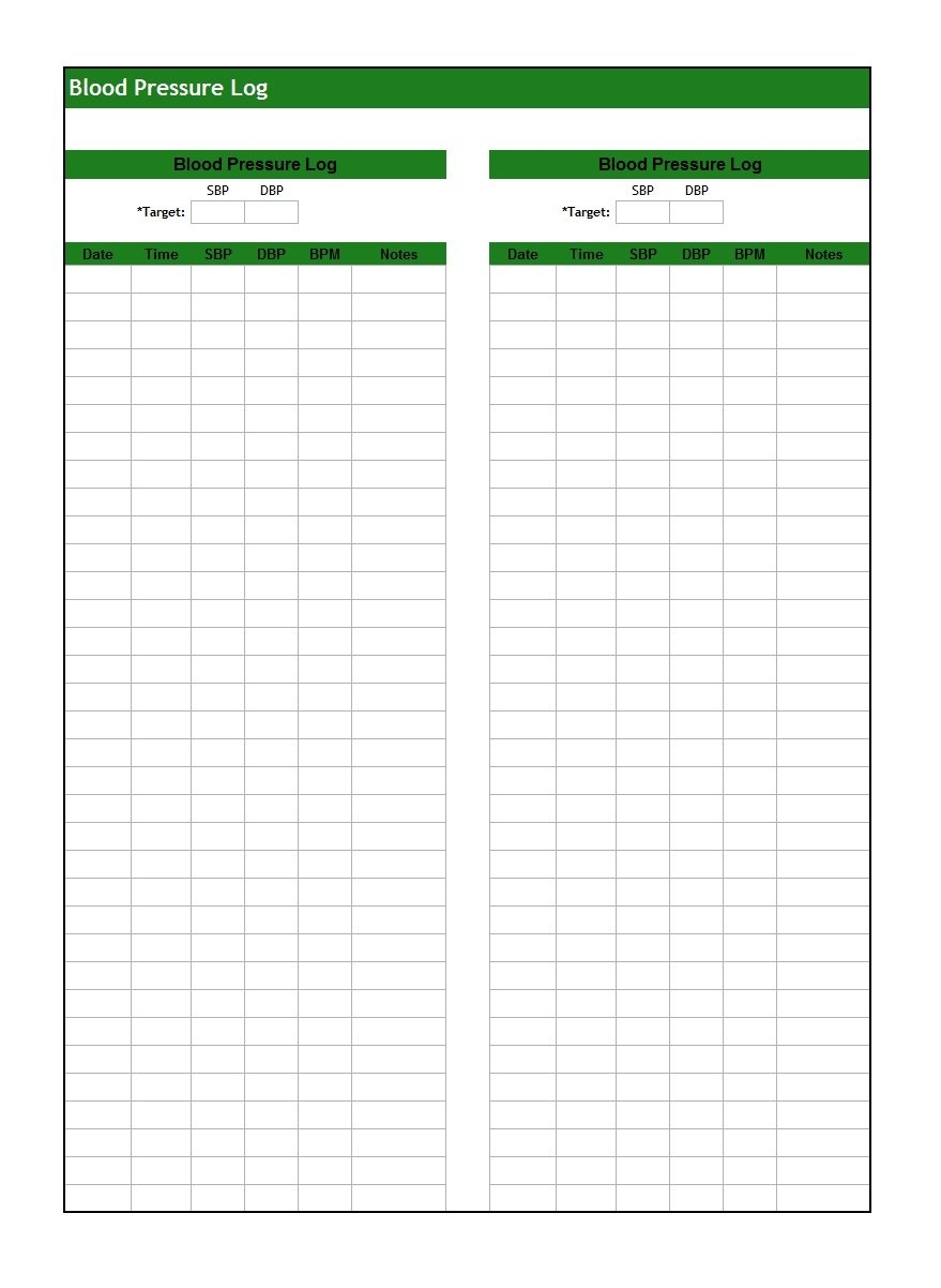 Downloadable Free Printable Blood Pressure Log Sheets Poleaa