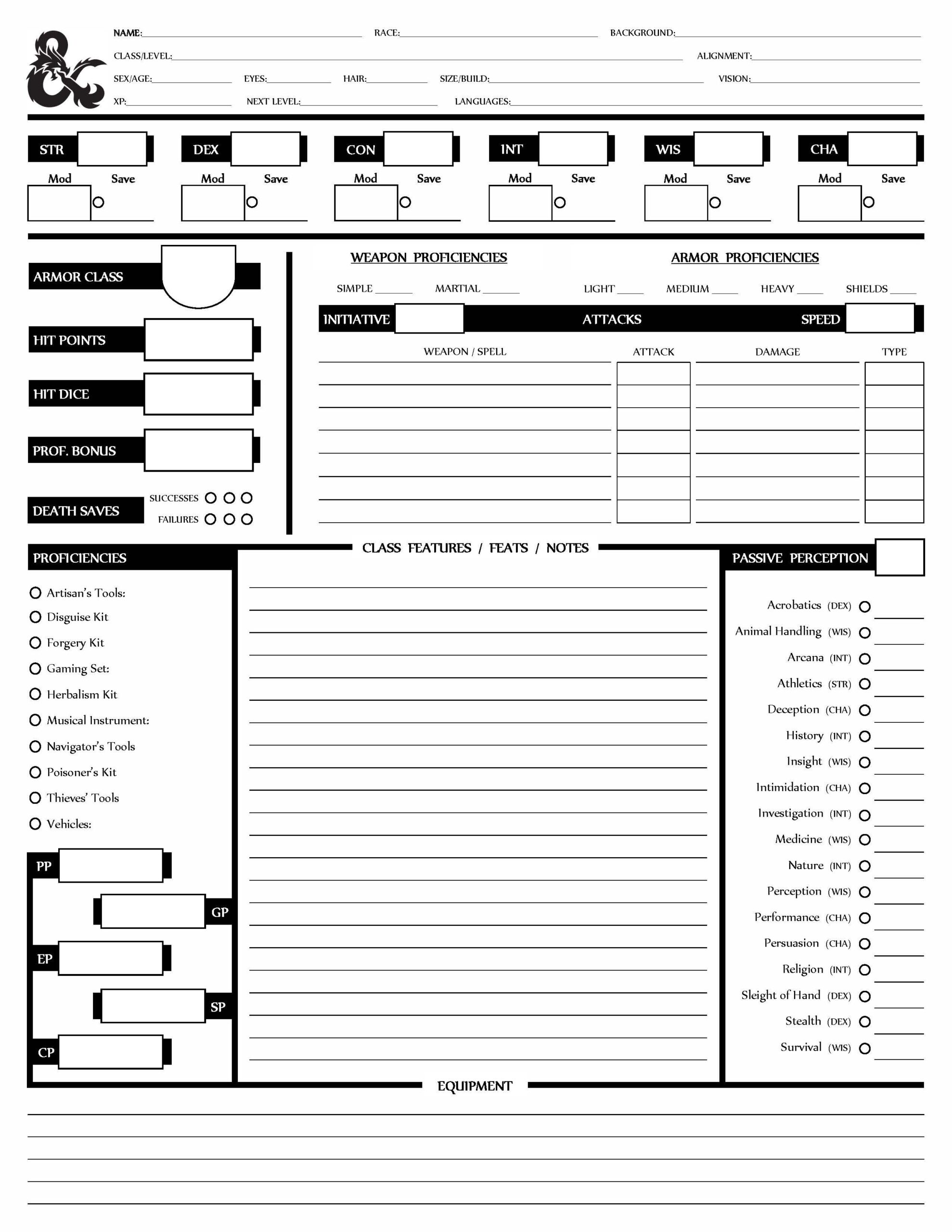Dungeons And Dragons 3 5 Character Sheet Printable Printable Sight 