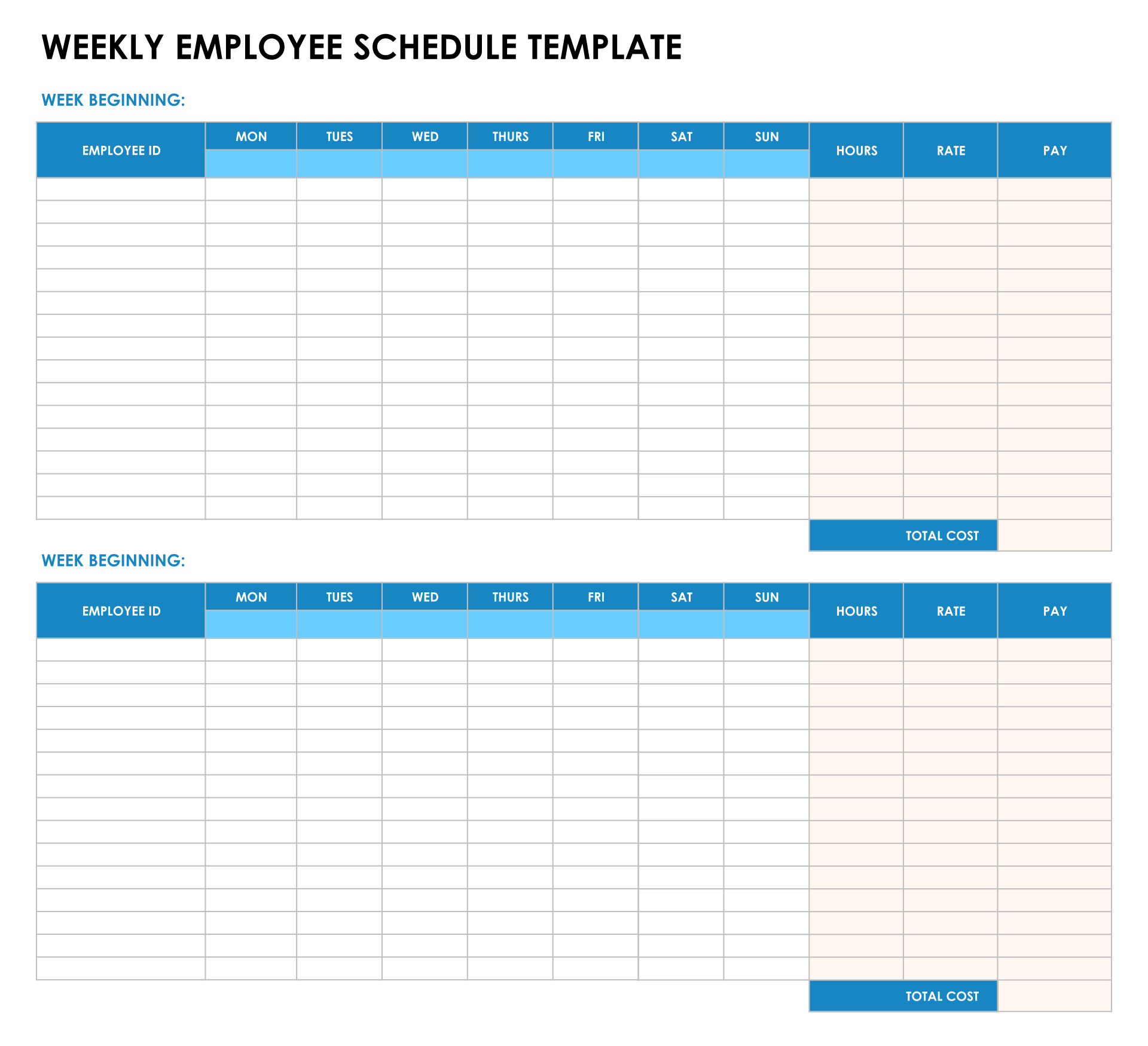 Employee Printable Time Sheets