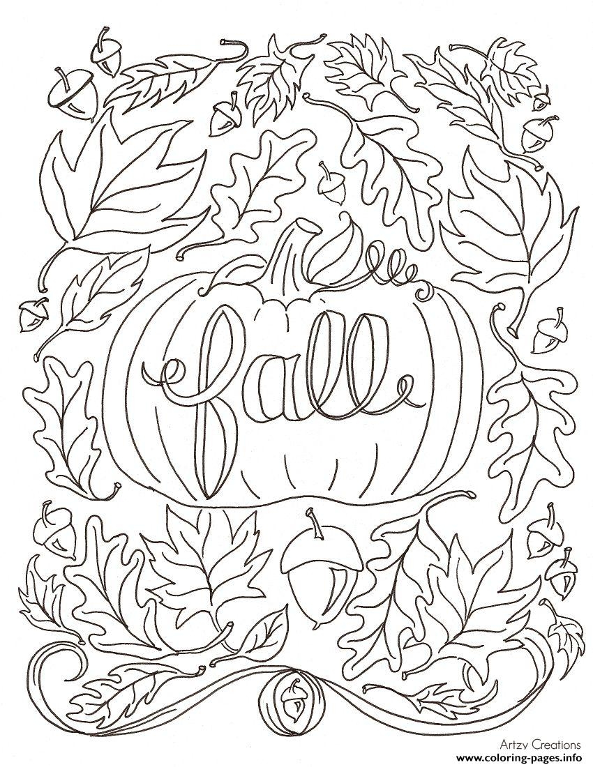 Fall Autumn Cute Coloring Page Printable