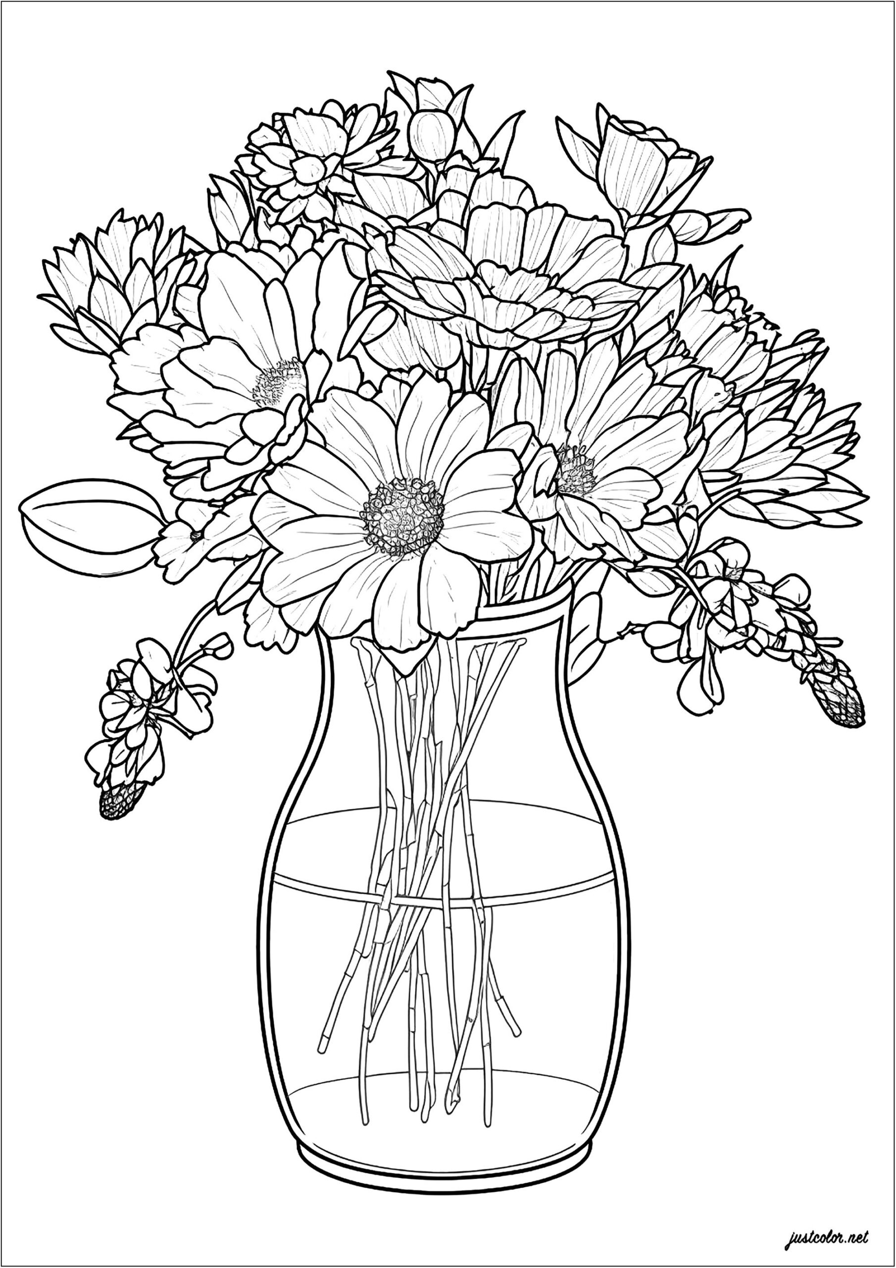 Flowers In A Pretty Vase 1 Flowers Vegetation Coloring Pages For 