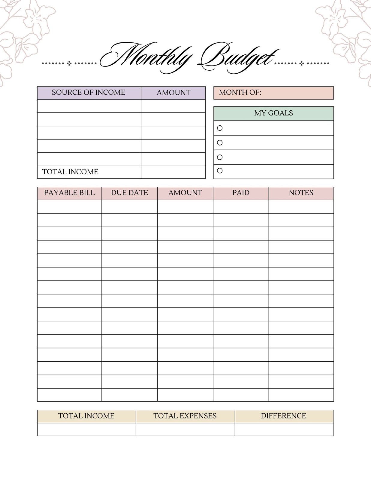 Free And Customizable Budget Templates Worksheets Library