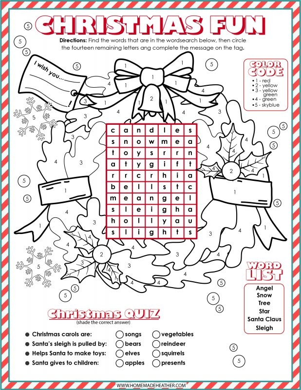 Free Christmas Activity Printables For Kids Homemade Heather