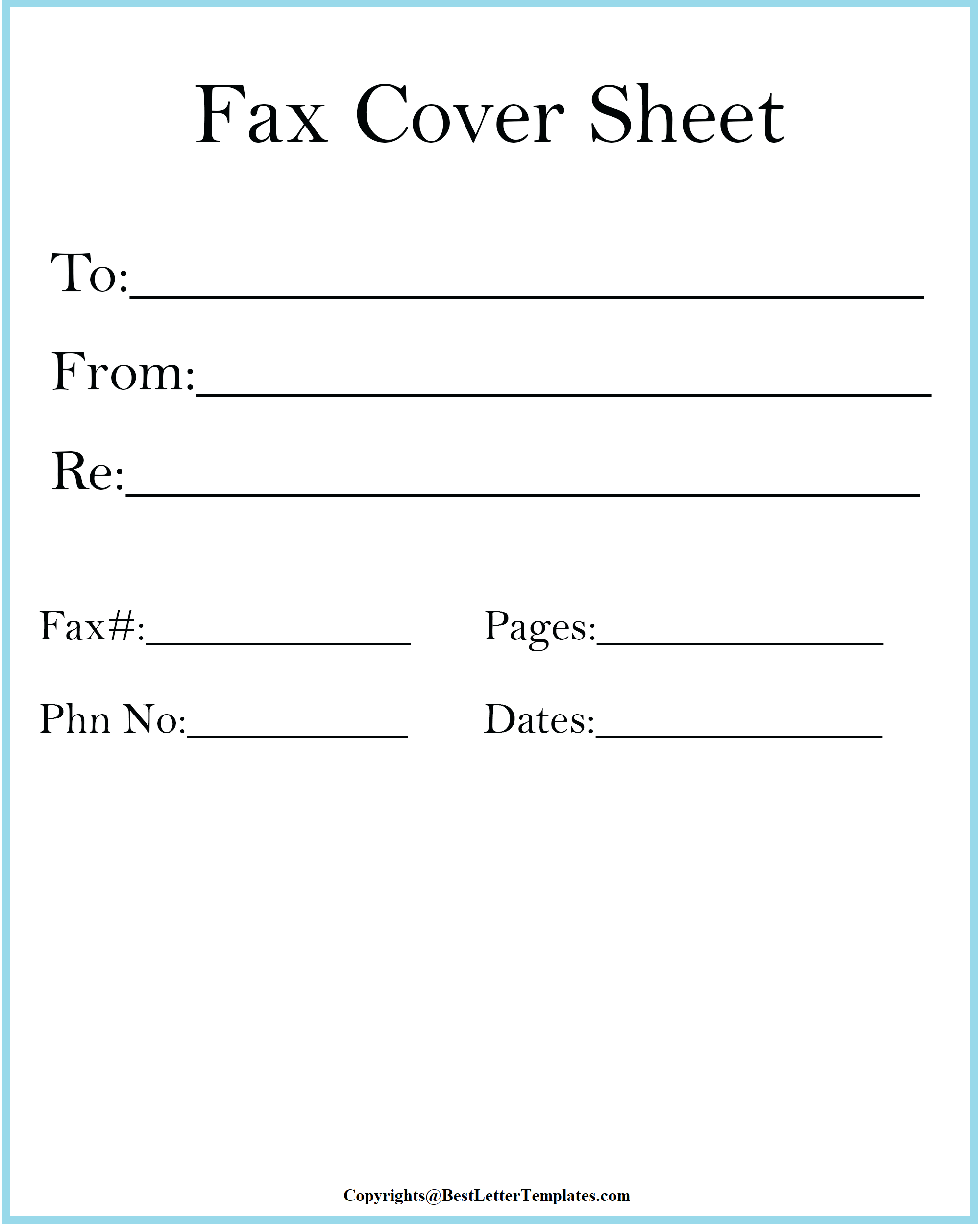 Free Generic Fax Cover Sheet Fax Cover Sheet Printable