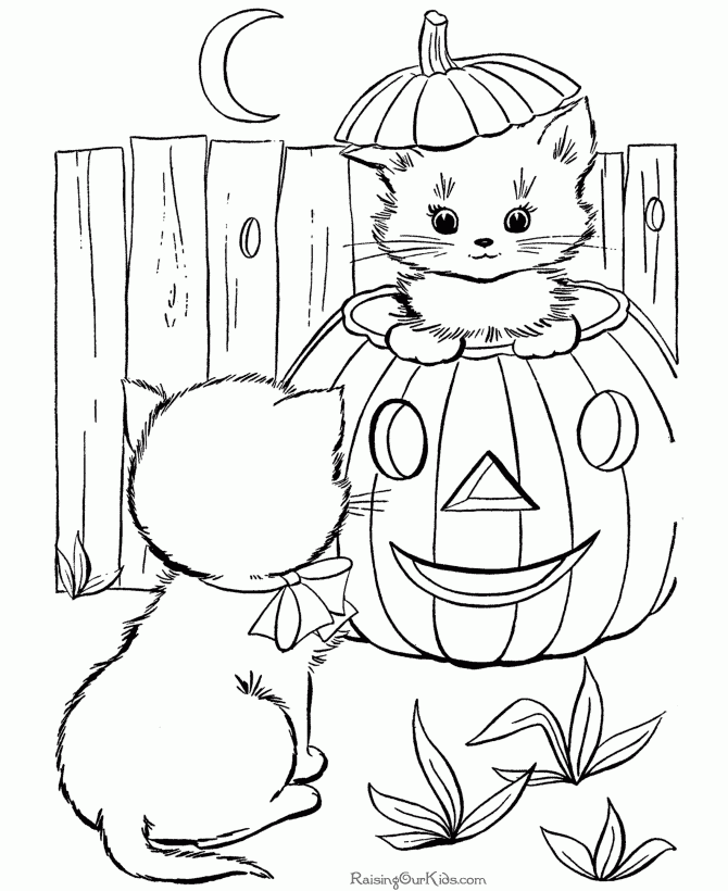 Free Halloween Cats Coloring Pages Kittens 