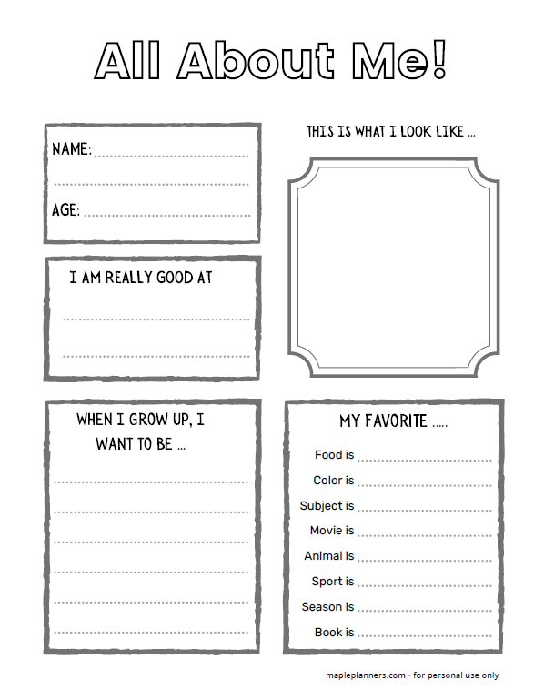 Free Printable All About Me Worksheet For Adults Prntbl 